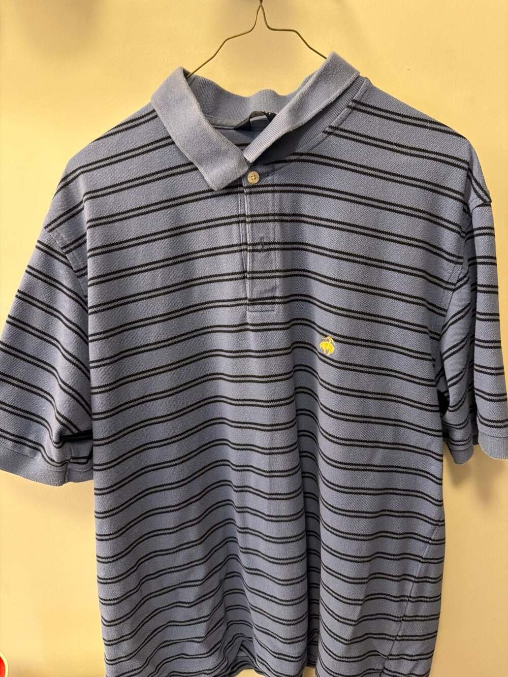 Brooks Brothers Brooks Sport Striped Pique Polo Shirt Blue Size XL